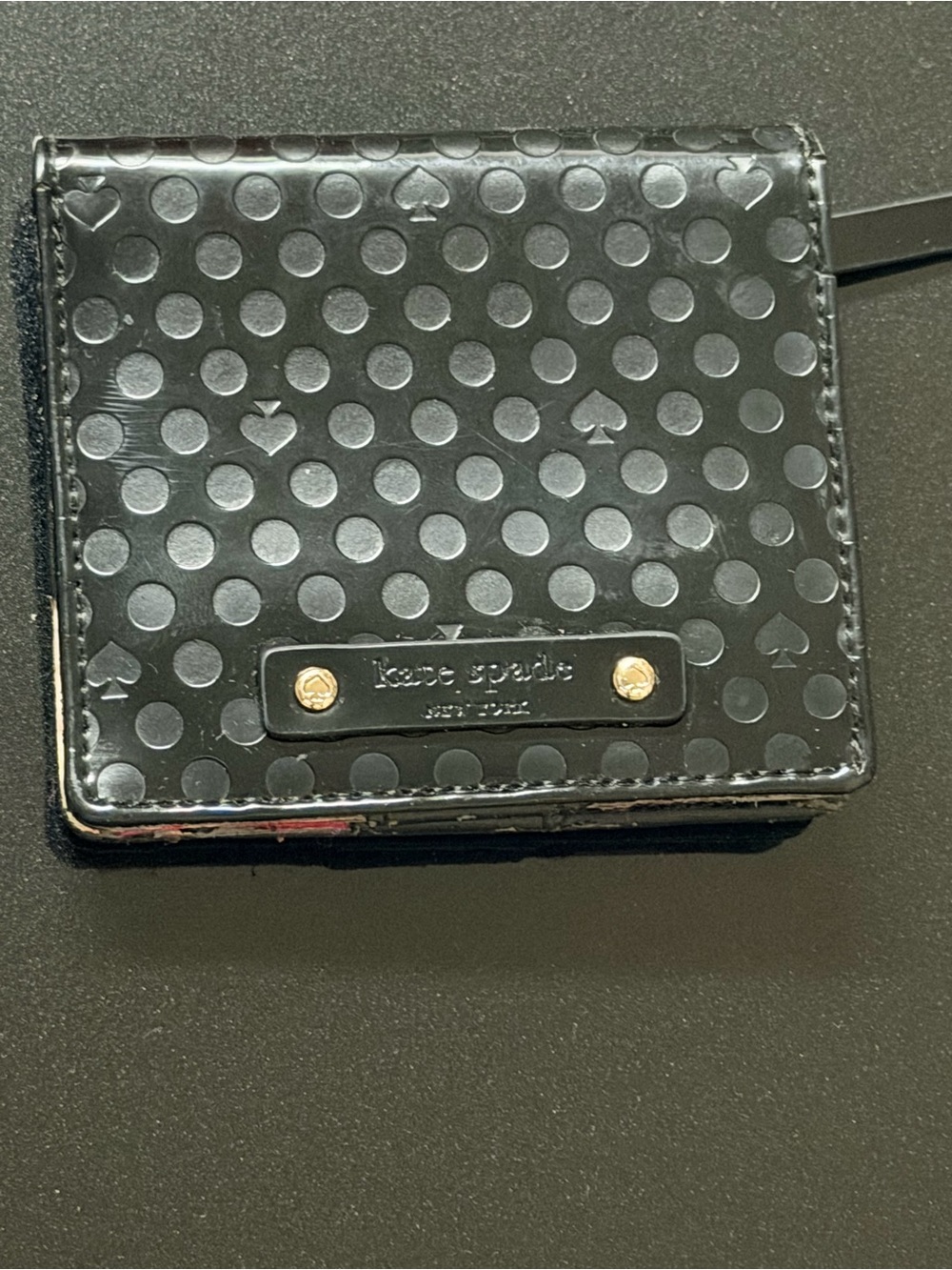kate spade Black Leather Wallet with Pink Interior Accents